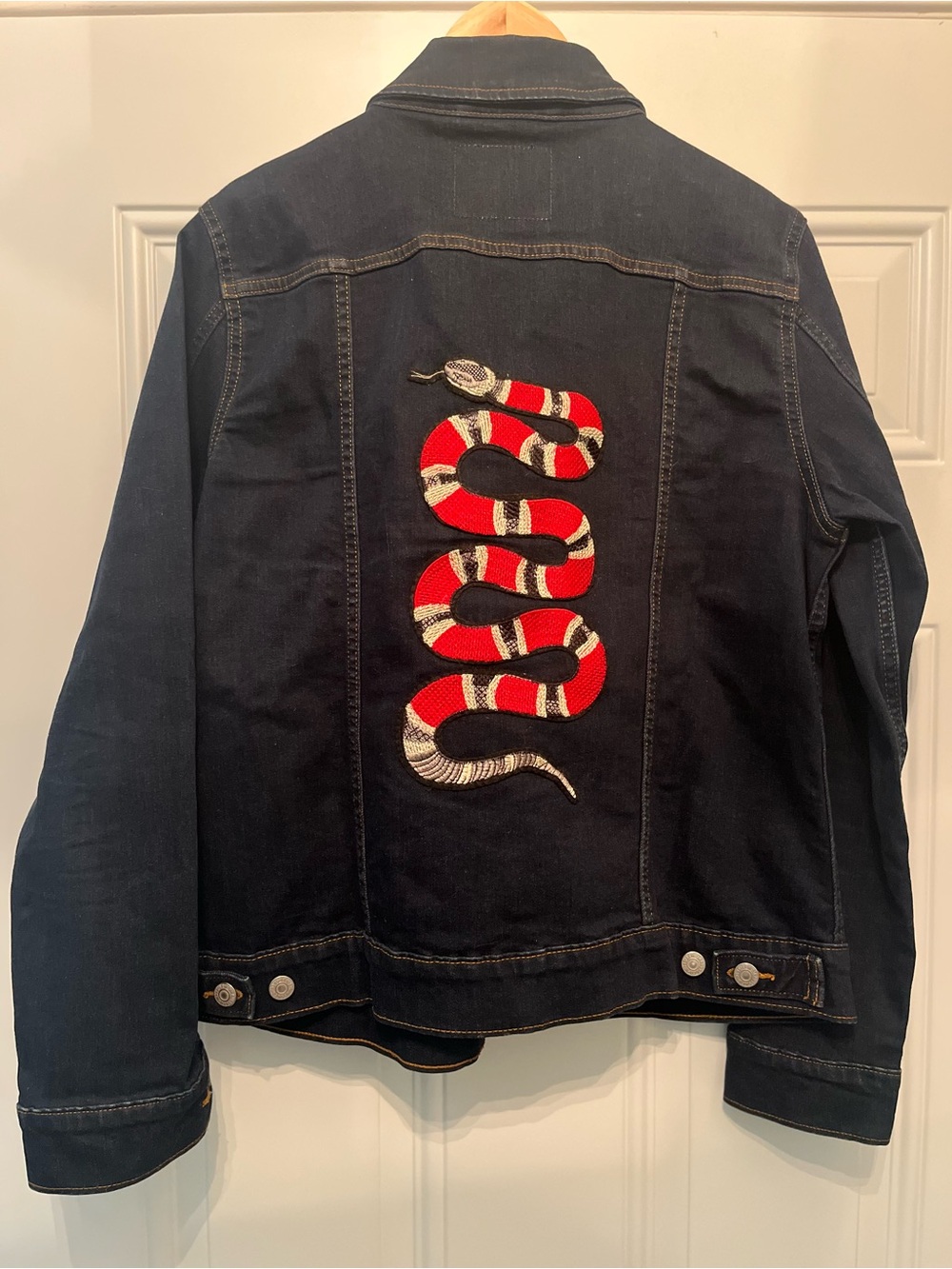 Dark Navy Denim Jacket with Patch Customization